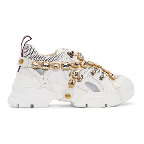 white gucci sneakers with diamonds|gucci white sneakers for men.